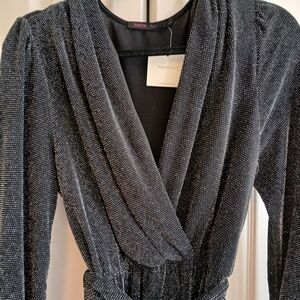 Fraiche by J black sparkle faux wrap dress L